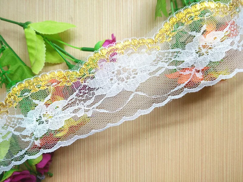 10 ярдов Золотая и серебряная кружевная лента для вышивки ювелирные изделия