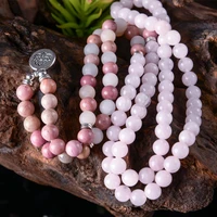 natural healing beads necklace bracelets for women rhodochrosite bracelet 108 beads pink bracelet