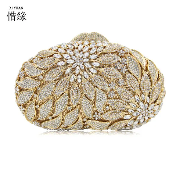 XIYUAN Брендовые женские вечерние сумки свадебные двухсторонние золотые клатчи с