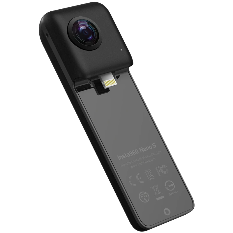 Insta360 Nano S 4K 360 VR видео панорамная камера 20 Мп фото для iphone X XS XR для iphone 7 8 6 серии - Цветной: Black