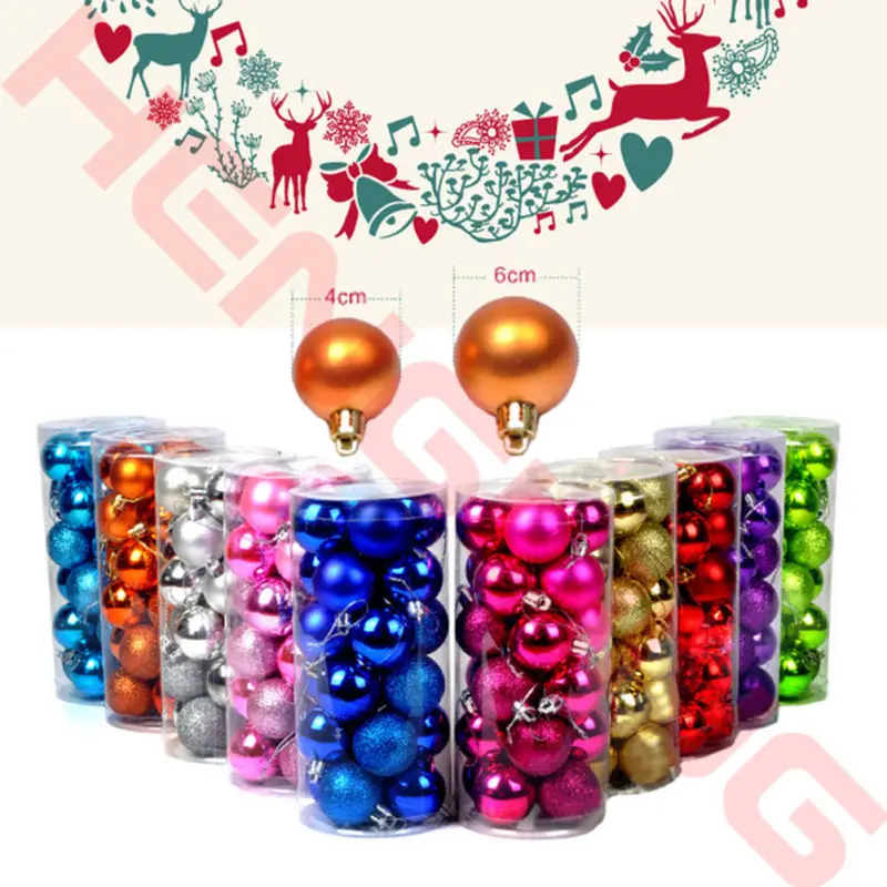 24 шт./упак. Рождественская елка украшения диаметр 4 см или 6 рождественские шары