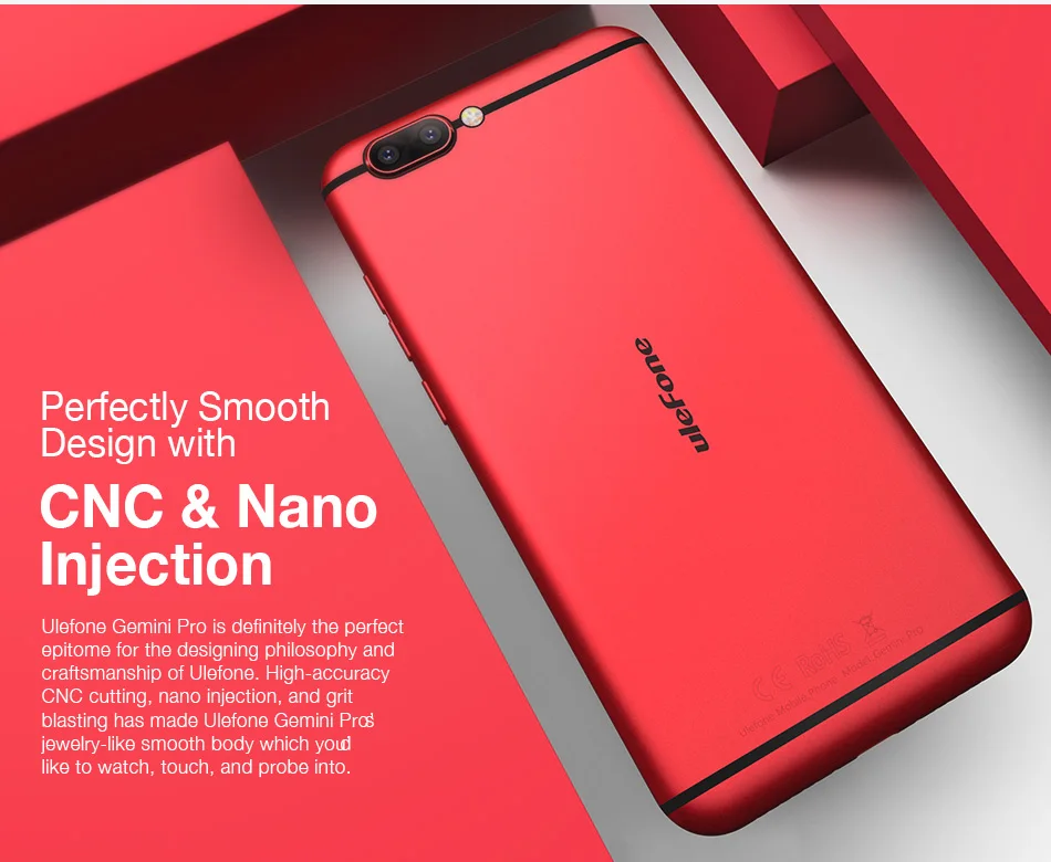 Мобильный телефон Ulefone Gemini Pro, 4 ГБ, 64 ГБ, MTK6797 Deca Core, 5,5 дюймов, FHD, Android 7,1, двойная задняя камера, 13 м+ 13 МП, отпечаток пальца, 4G, смартфон