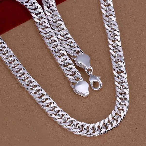 

Hot Sale!!Free Shipping 925 Silver Necklace,Fashion Sterling Silver Jewelry 10mm/20inch Sidyways Necklace SMTN039