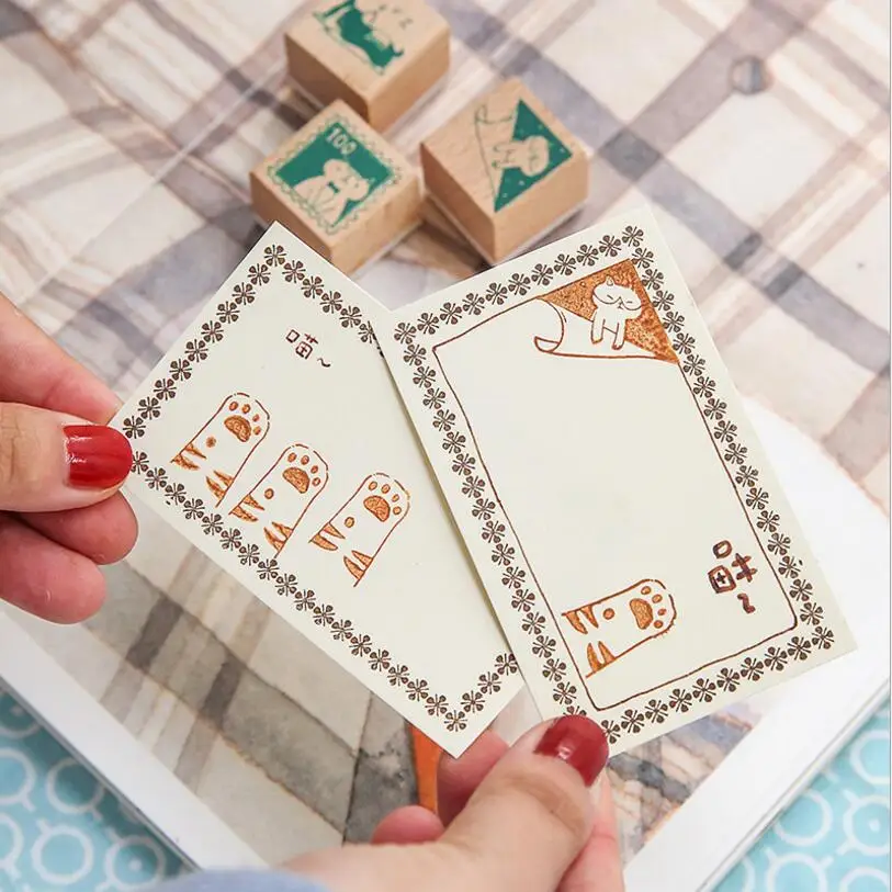 3 шт./лот деревянный резиновый штамп с изображением лесных животных Детский DIY