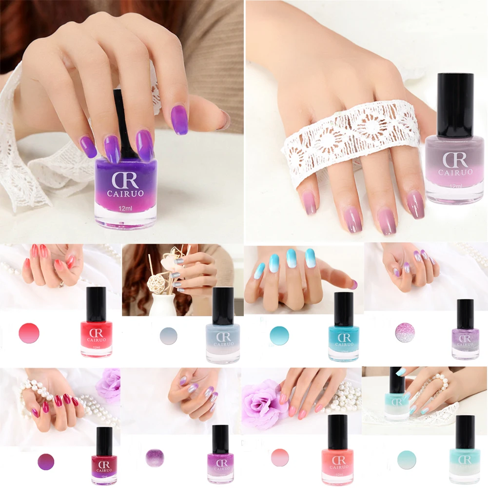 Температурный гель меняющий цвет лак для ногтей тепловой дизайн замочить от