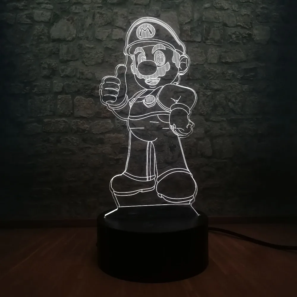 С мультяшным персонажем &quotМарио&quot 3D светодиодный стол ночной Светильник USB
