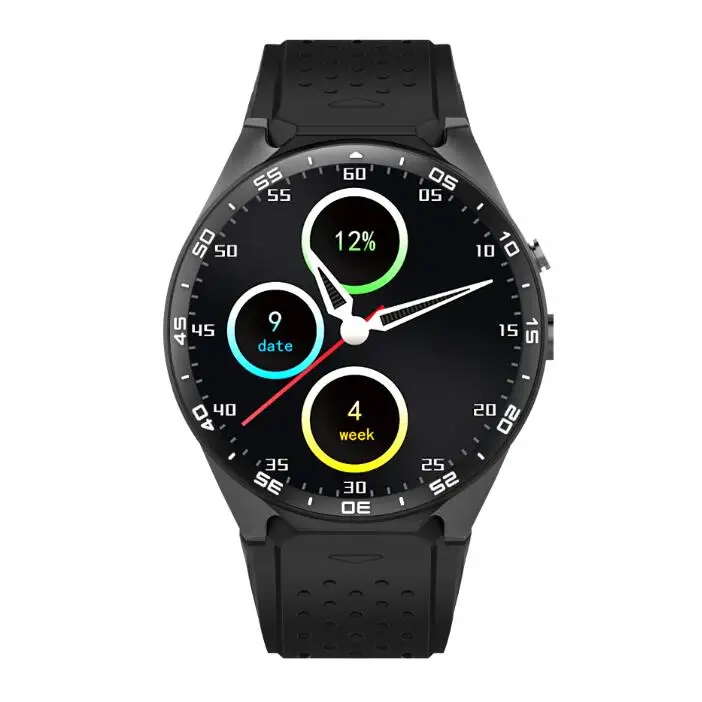 Черный KW88 3g wifi gps bluetooth Смарт часы Android 5,1 MTK6580 процессор 1,39 дюймов 2.0MP камера умные часы для iphone huawei телефон часы - Цвет: Черный