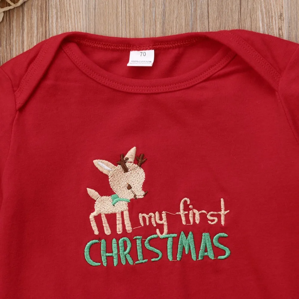 Newborn Baby Girls Clothes Fashion Clothing Christmas 2pcs Dress X'Mas David's Deer Romper+Skirt Suit Outfits | Детская одежда