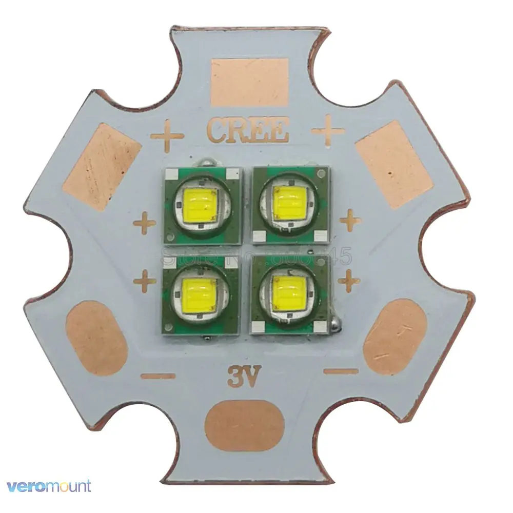 12 Вт Cree XPE XP-E 4LED 4-чип светодиодный излучатель света 3В/6В/12В белый/холодный