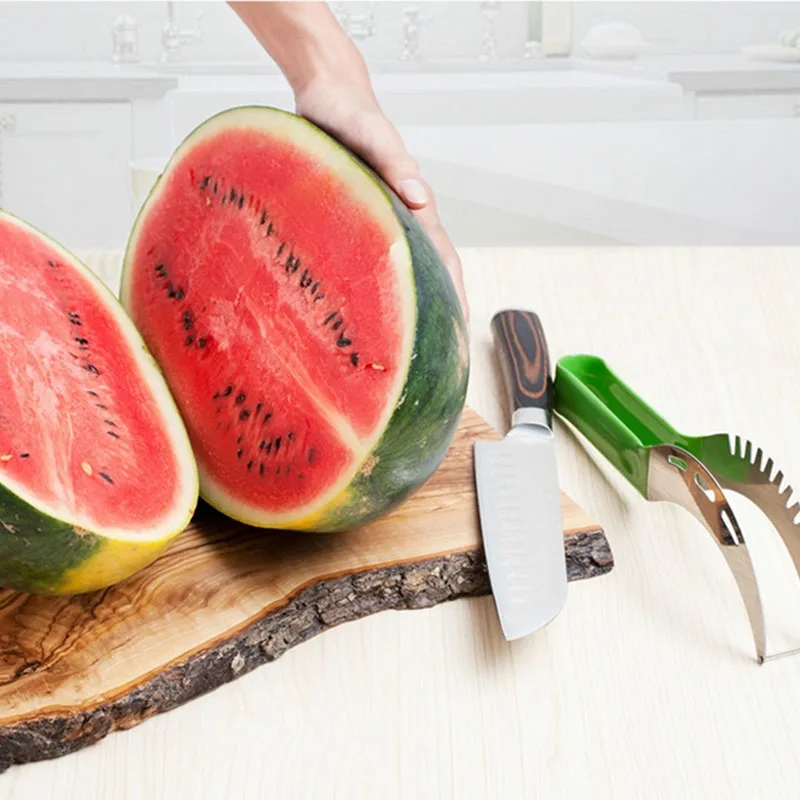 Творческий Пластиковые Ручки Арбуз Slicer Нож Канталупа Splitter Фрукты Резак Щипцы