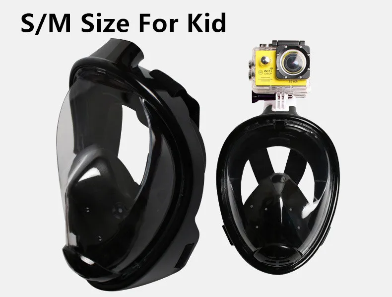 S M Size for Kid Подводный Анти-туман Дайвинг маска, трубка Одежда заплыва Training Подводное mergulho 2 в 1 анфас Подводное плавание маска GoPro Камера челнока - Цвет: S M Size for Kid