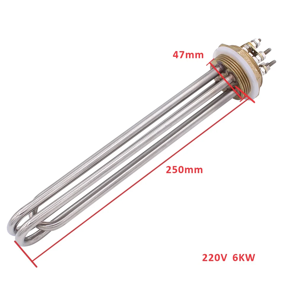 220V 6KW 220 v/380 v 3KW 4.5KW 6KW водная труба отопления электрический нагреватель погружения Нагревательный элемент с 1," BSP Thread - Цвет: 220V 6KW