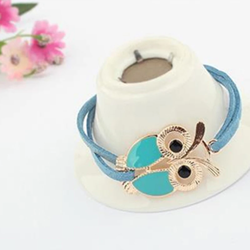 Женские винтажные браслеты из искусственной кожи в виде совы для девушек подарок