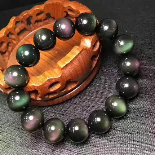 

free shipping Natural obsidian hand chain bracelet Color eyes Very beautifu
