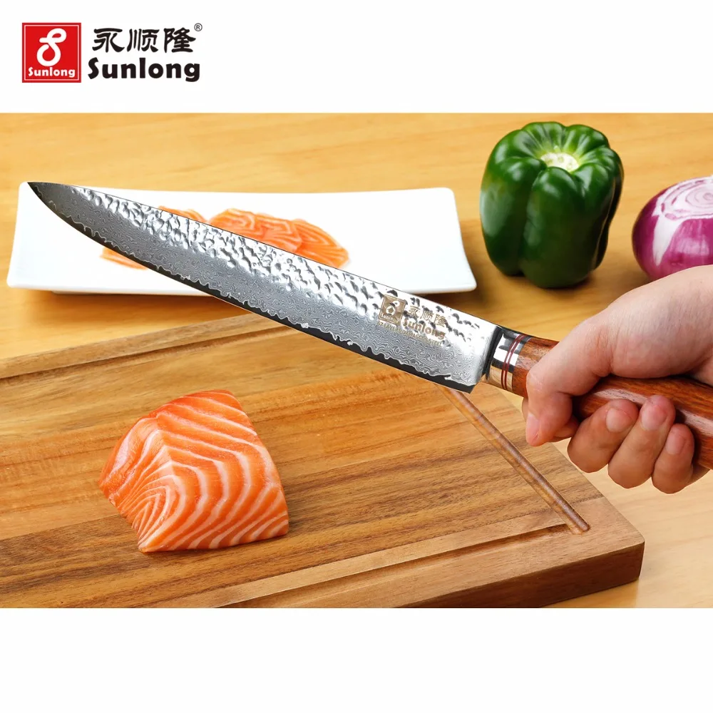 

Sunlong Carving Knife 10 inch Japanese VG10 Damascus Natural Rosewood Handle