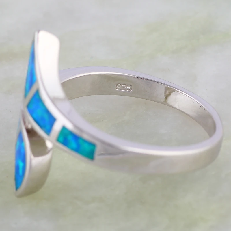 Женское кольцо с голубым огненным опалом серебряного цвета размеры 6 7 5 8 9 R535|ring