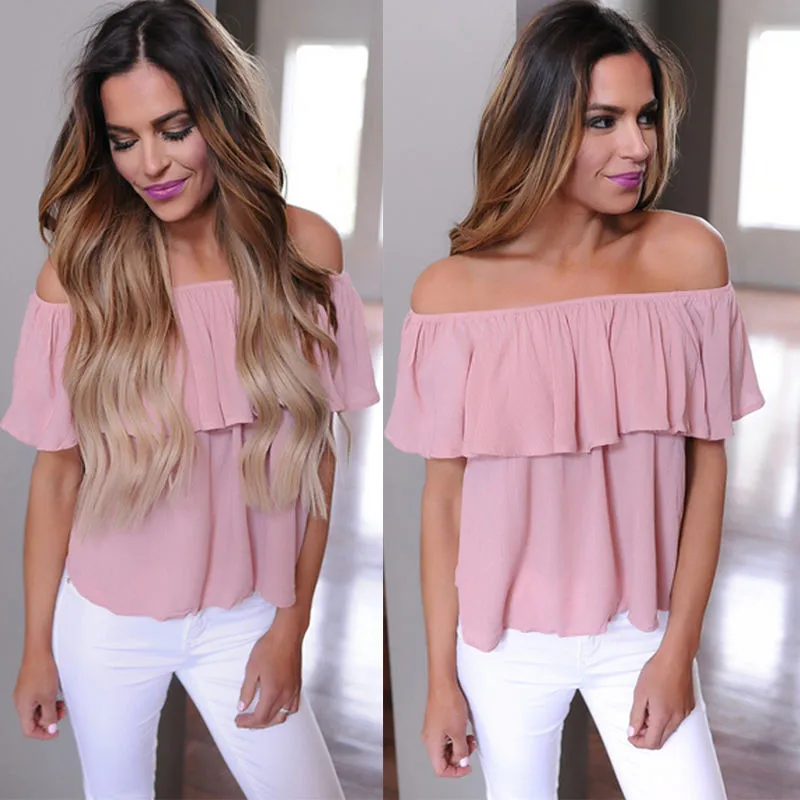 2017 модные новые женские сексуальные повседневные топы с рюшами и открытыми