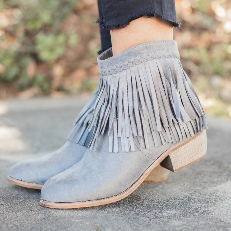 Однотонные кисточки Botas Mujer обувь на каблуке Zapatos De слипоны ботильоны женская