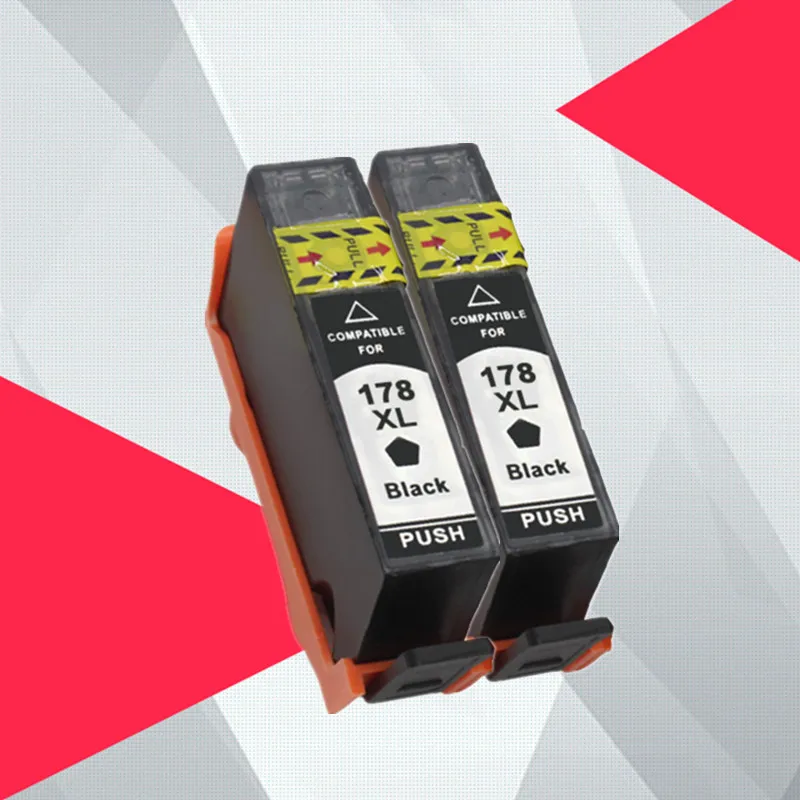 2PCS Black Черный совместимый чернильный картридж для hp 178 Для hp 178 178XL Photosmart 5510 5515 6510 7510 B109a B109n B110a принтер - Цвет: 2PCS Black