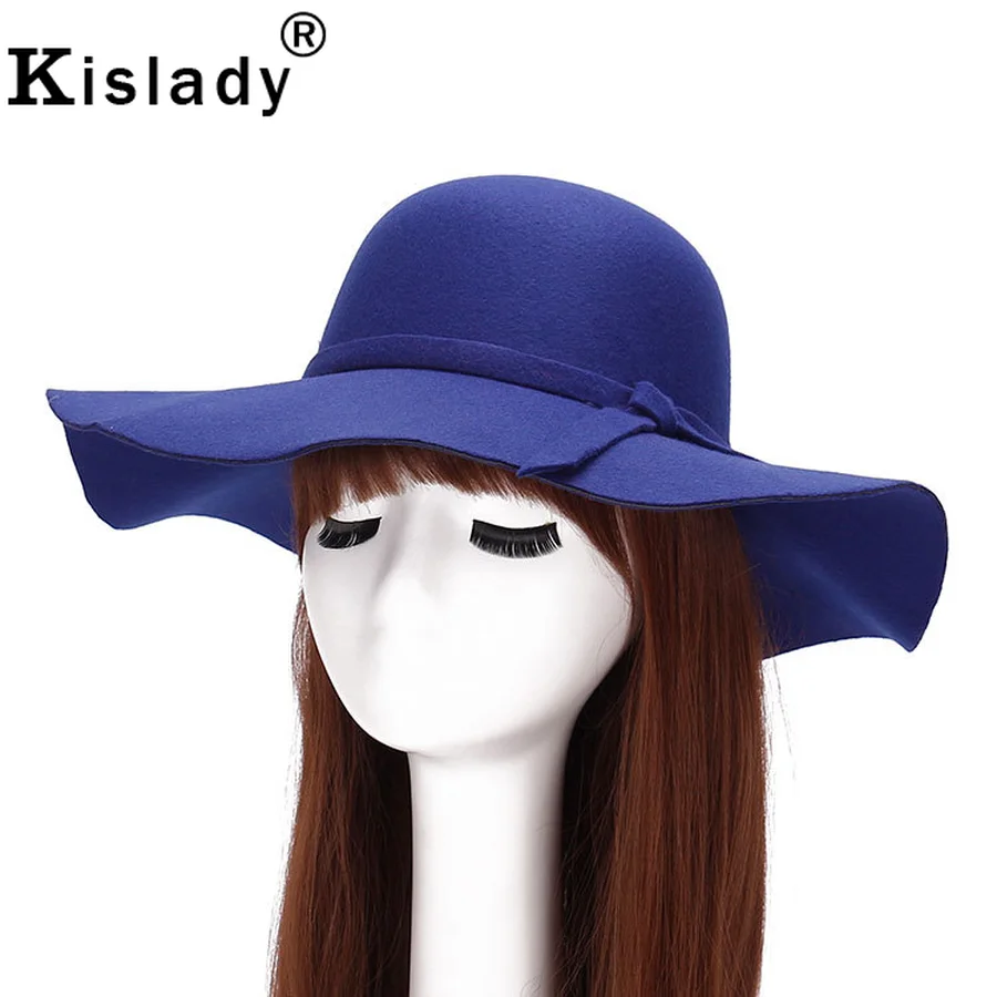 Kislady Осень Зима Дикая с большим краем шерсть фетровая шляпа для дам модные