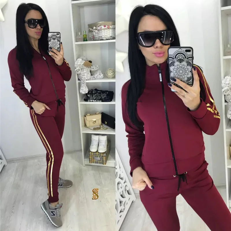 Спортивный костюм женский комплект из 2 предметов свитер Повседневный длинный