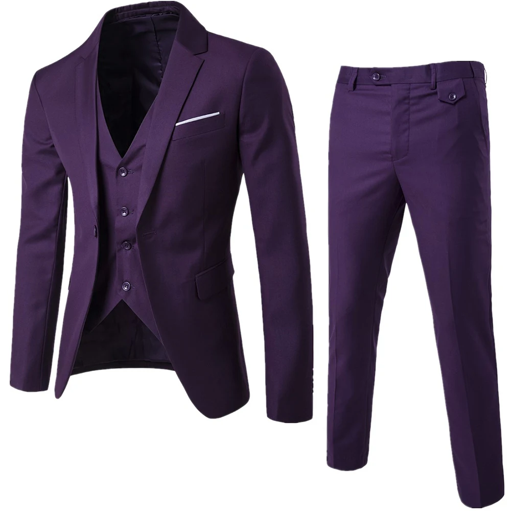 Suits Men 2020 Brand Mens Wedding Groom Plus Size 6XL Blazer 3 Pieces(Jacket+Vest+Pant) Slim Fit Casual Tuxedo Suit Male | Мужская