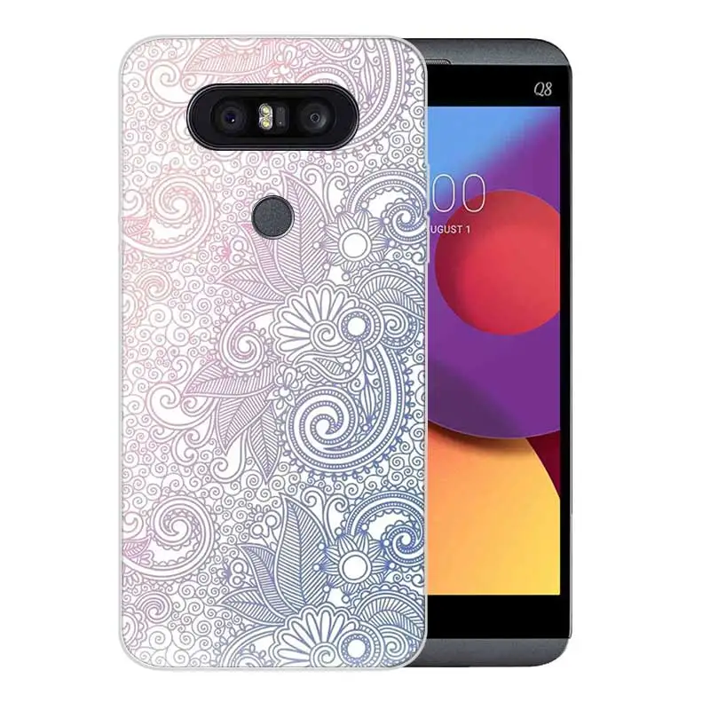 Painted Pattern Soft Rubber TPU Case For LG Q8 Q7 Q6 G6 G7 G5 G4 V40 V30 V20 V10 Transparent Cover Flower Mandala Henna |