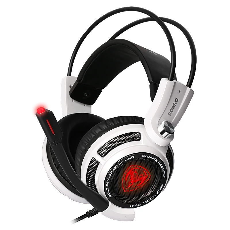 white Somic G941 USB 7,1 Виртуальная объемная звуковая игровая гарнитура наушники с микрофоном стерео Бас Вибрация для ПК PS4 геймера - Цвет: white