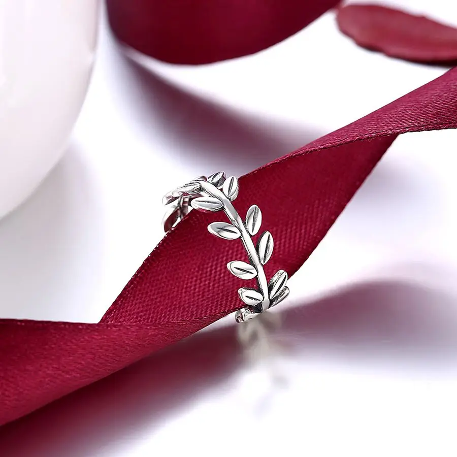 Wybeads 100% 925 стерлингового серебра Laurel wreath Кольца листья палец кольцо для Для женщин
