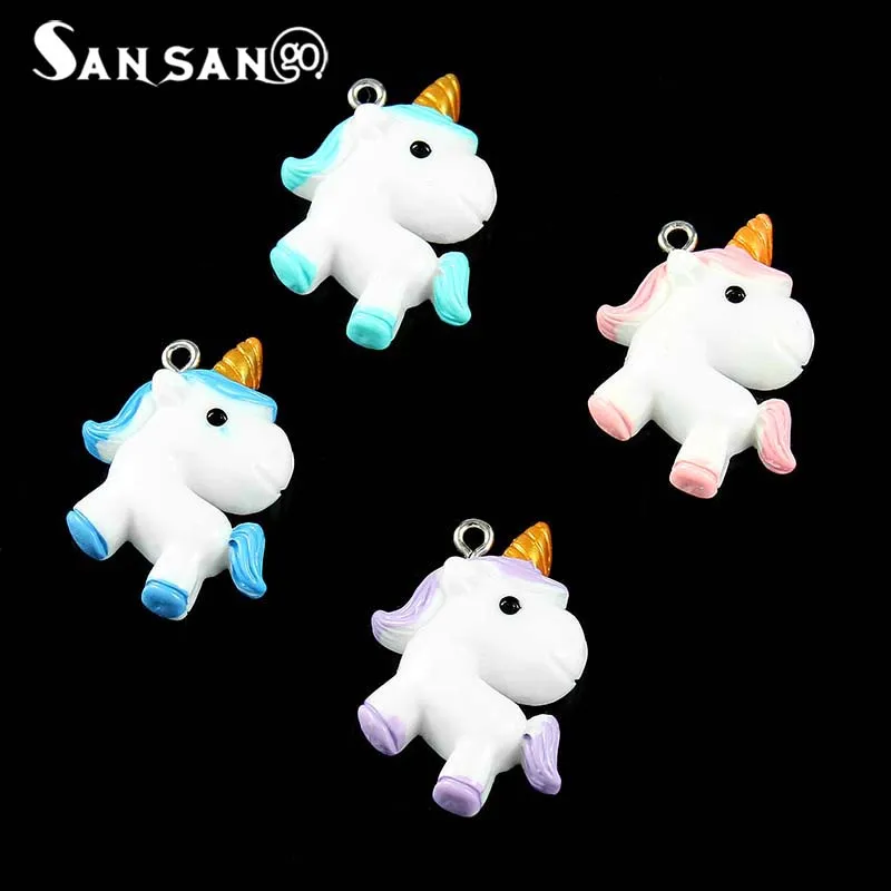 10 шт. Смешанные Красочные Мультяшные милые единороги подвески для женщин и