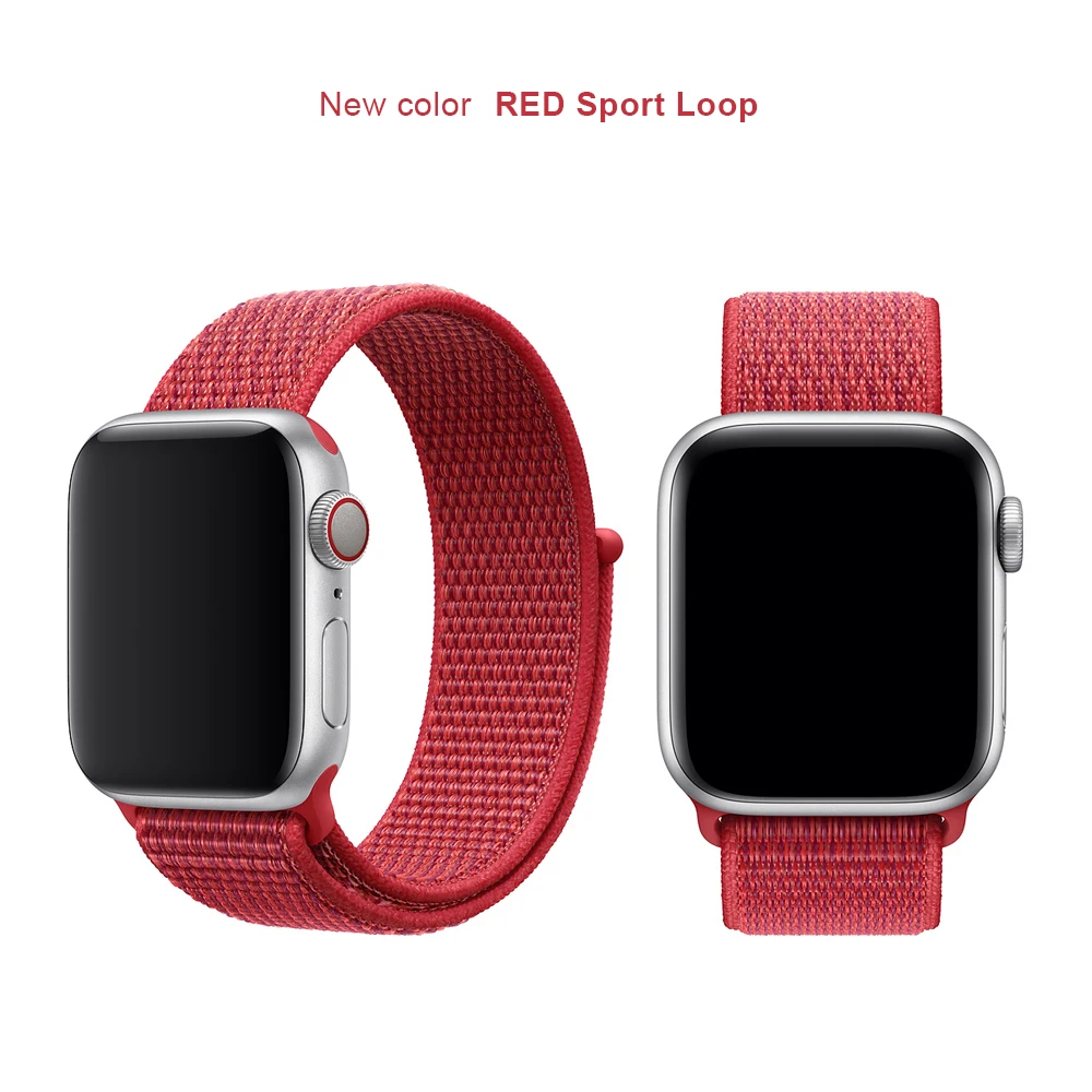 Новый Тканый нейлоновый красный спортивный ремешок для Apple Watch серии 4 44 мм 40