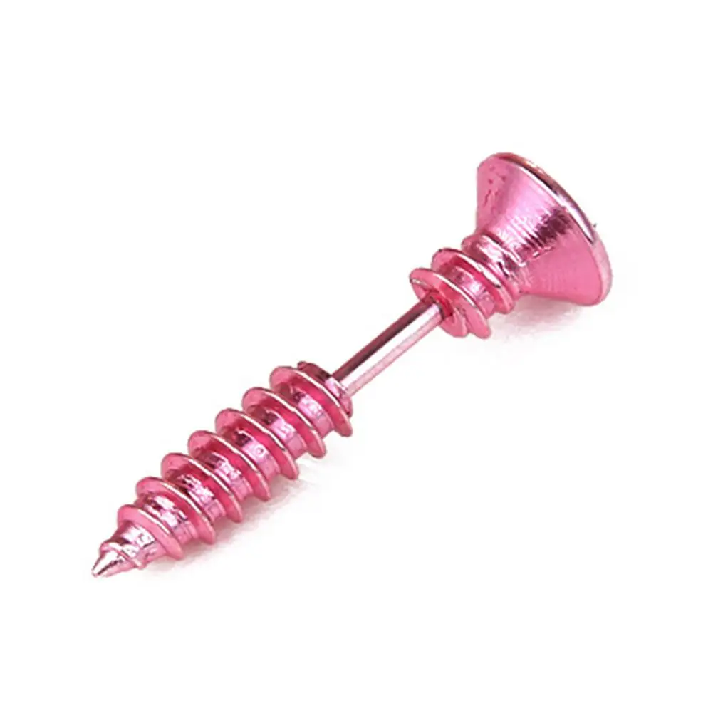 Pink DreamBell, унисекс, женские, мужские серьги, нержавеющая сталь, пирсинг, гвоздь, винт, серьги-гвоздики, панк, спираль, пирсинг, модные ювелирные изделия - Окраска металла: Pink