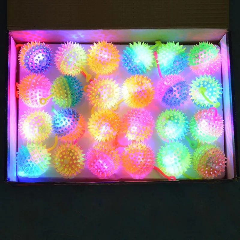 

Flashing Spiky Ball Light Glowing Bouncing Ball Squeeze Massage Ball Kids Toys Glow Party Christmas Halloween