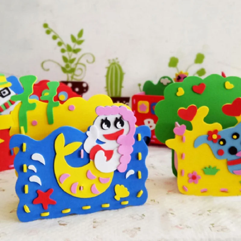 Дети DIY мультфильм ручка контейнер Дети Искусство и ремесла наборы дети DIY ручной работы EVA материал детский сад ручной работы игрушки детские подарки