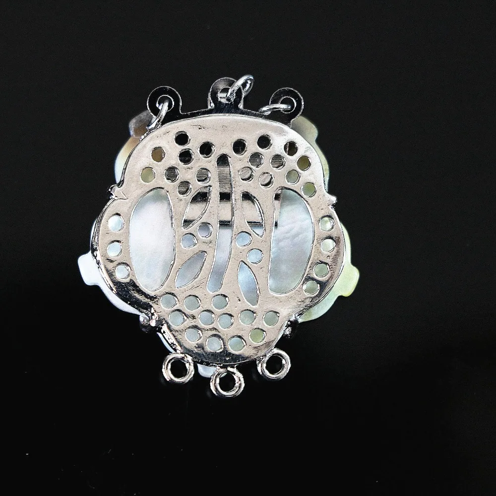 

Natural White shell pearl flower jewelry 28x28mm 3 rows wholesale retail for women diy nacklace clasp B845