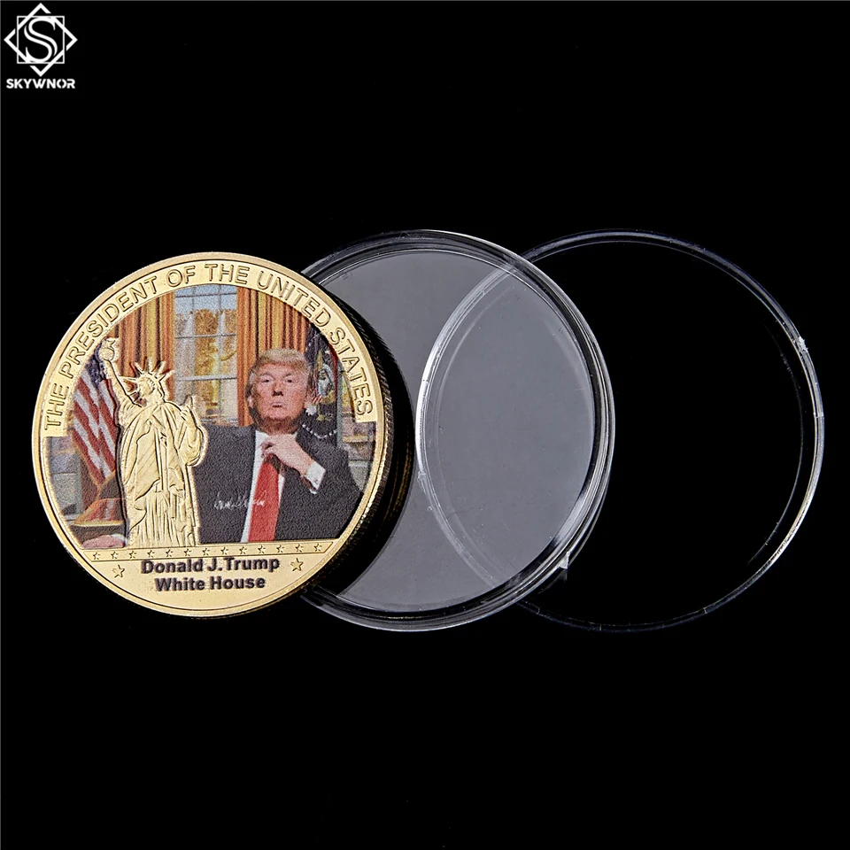 45 президент США Дональд Дж. Трамп с Белым домом коллекция золотых/серебряных