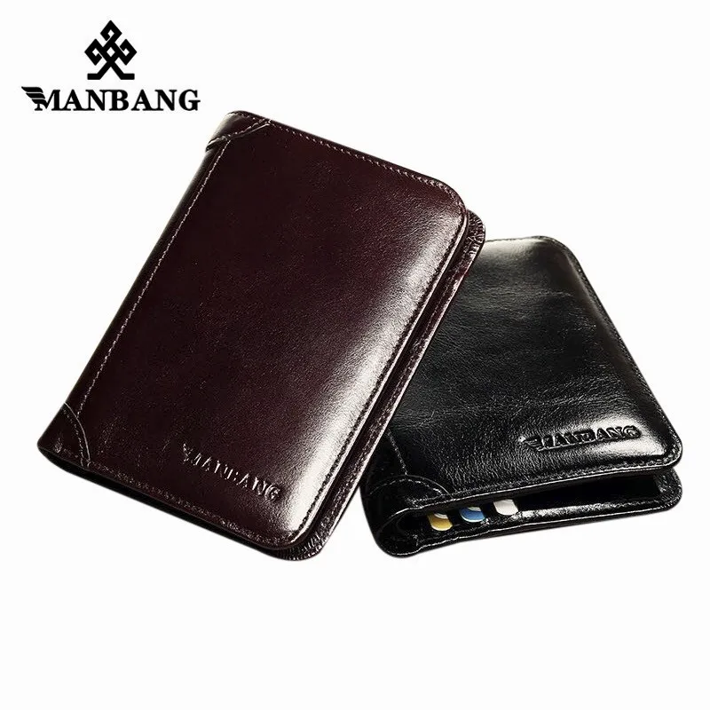 ManBang 100% натуральная кожа кошелек модный короткий двойной мужской Повседневный
