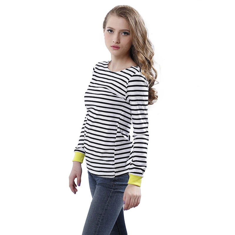 Блузка в полоску Женская Модная Тонкая Повседневная рубашка с длинным рукавом и