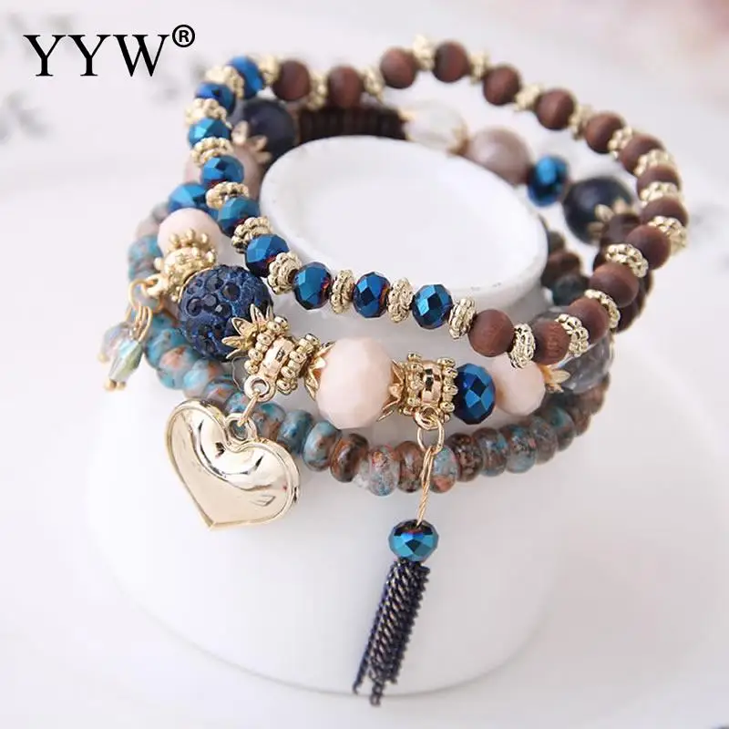 3 шт./компл. браслеты с бусинами из натурального камня для женщин кисточками и
