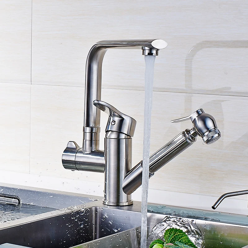 Смеситель для кухонной мойки из матового никеля 519 33N|kitchen faucet|kitchen sink faucetpull out faucet |