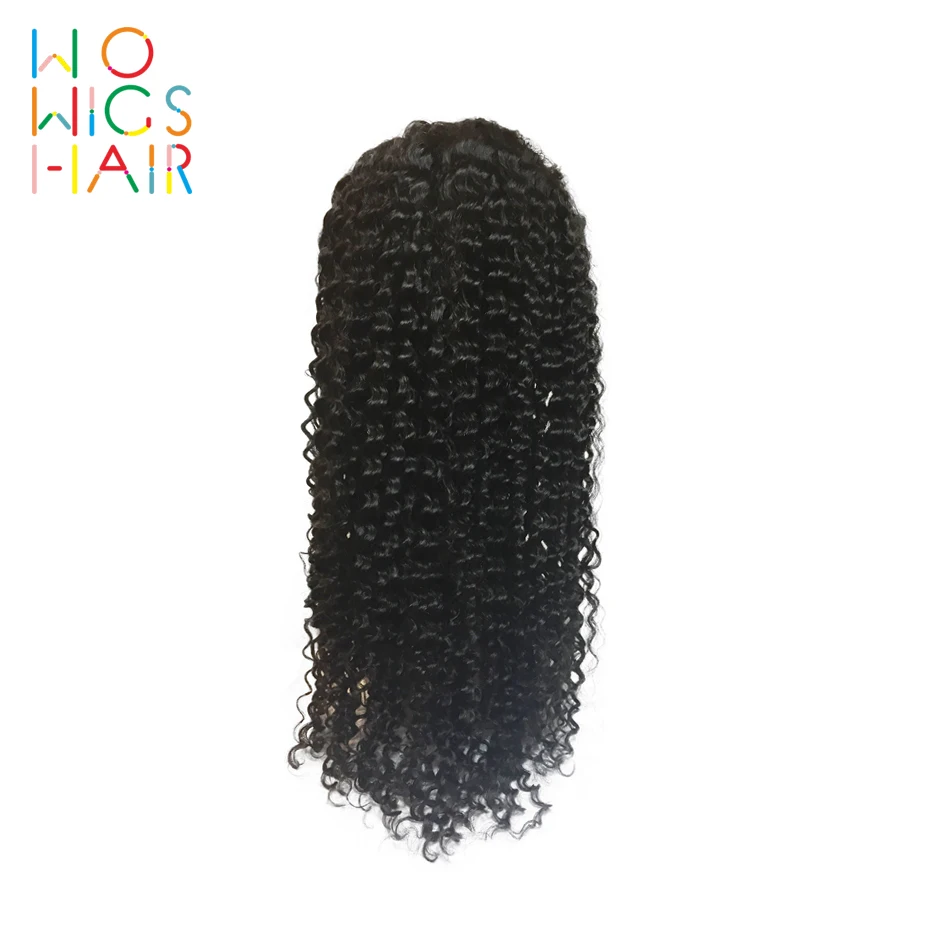 WoWigs волосы полный кружева парики кудрявые Remy натуральный цвет 100% человеческие