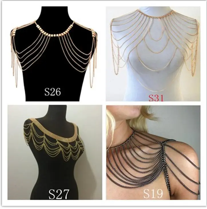 

HOT SELL Free Shipping New Arrivals Women Fashion Shoulder Chains Jewelry Different Styles Body Shoulder Chains Jewelry 3 Color