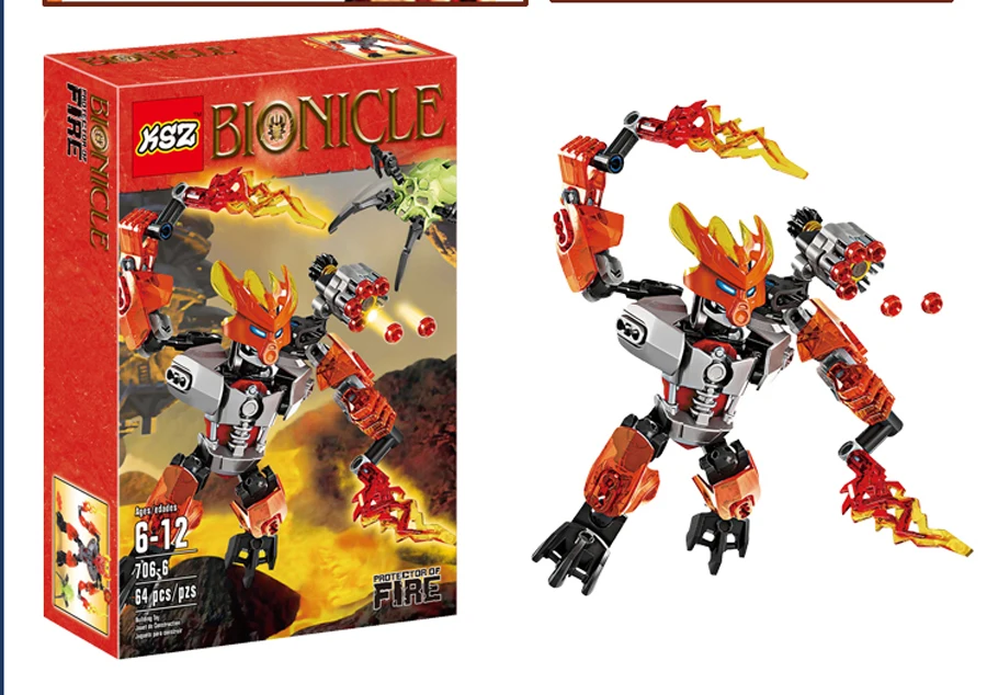 Smartable BIONICLE 6 шт./партия джунгли рок вода земля лед огонь фигурки строительный блок набор игрушек для мальчика совместимые все бренды