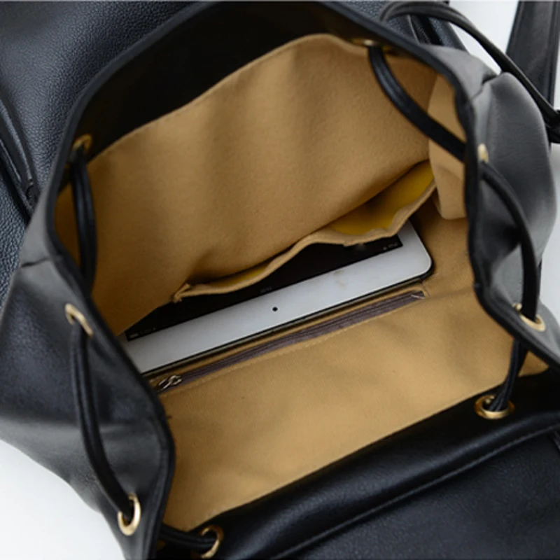 Винтажная черная сумка на шнурке с ремнем из искусственной кожи Сумка клапаном