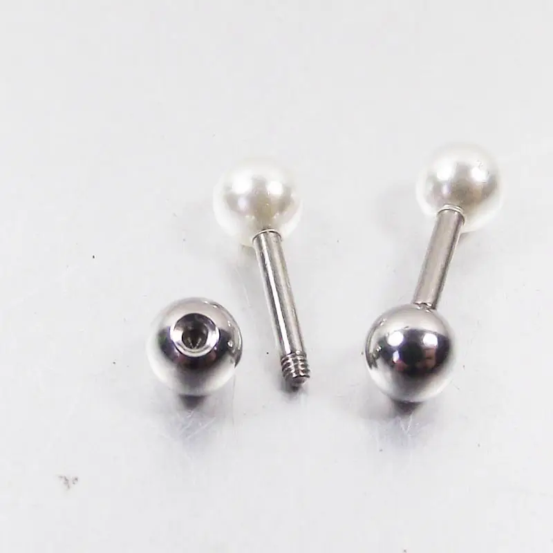 Фото Серьги-гвоздики с имитацией жемчуга, 2 шт., 1,2x6x5 мм №4