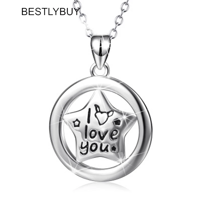 BESTLYBUY колье-чокер из стерлингового серебра 925 пробы с подвеской в виде звезды I LOVE