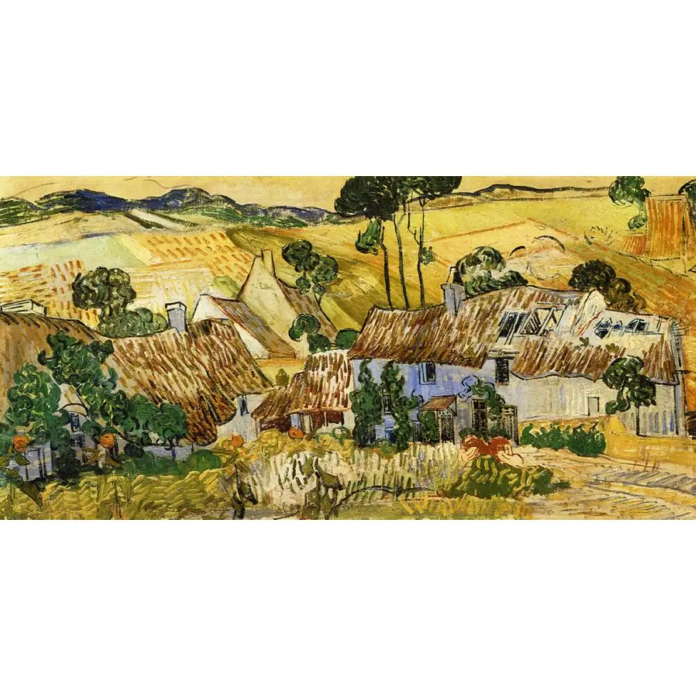 Beste Vincent Van Gogh Schilderijen Op Canvas Rietgedekte Huizen Tegen Een Hill Handgeschilderde Wall Art Decor Hoge Kwaliteit