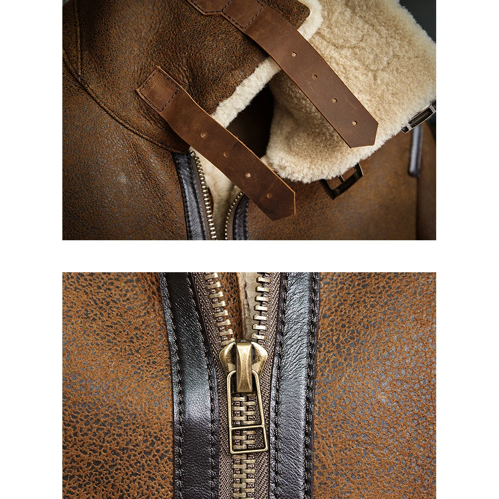 Denny &amp Dora новая зимняя мужская дубленка B3 короткая куртка из натуральной кожи