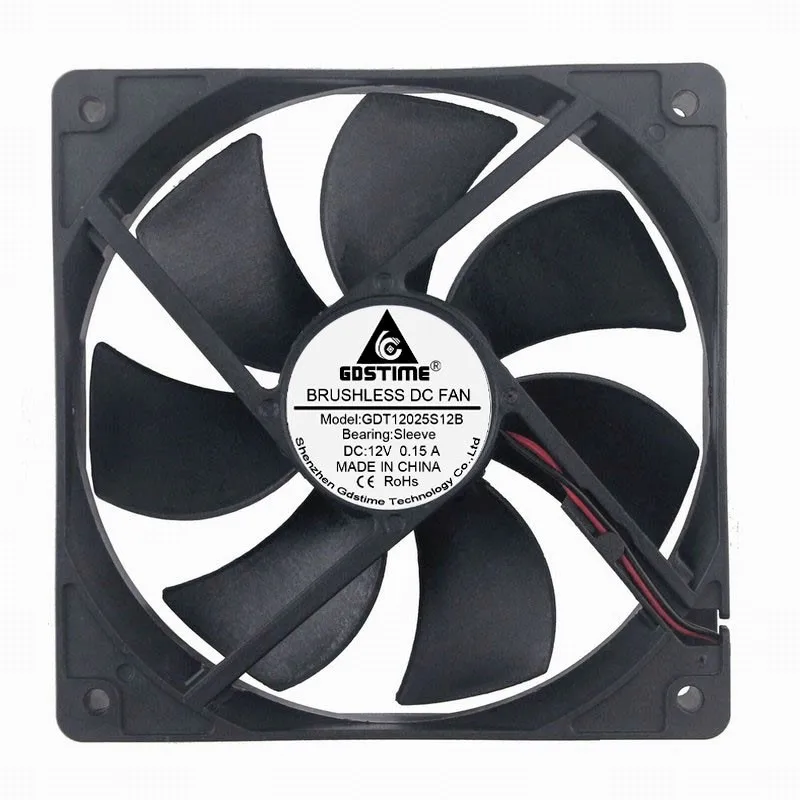 Gdstime 1 шт DC 12V 120mm x 25mm 2-Wire 12025 чехол для компьютера ПК кулер 12 см вентилятор