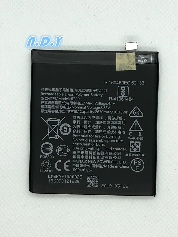 Оригинальный аккумулятор HE330 2630mAh для Nokia 3 DUAL TA-1032 HE 330 Bateria + Бесплатные